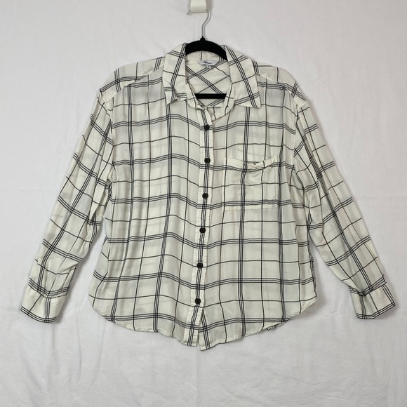 Reitmans Shirt Long Sleeve Button Up Black and White Check - Picture 1 of 8